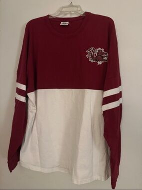 Pressbox Gamecocks Maroon and White Long Sleeve Colorblock Tee